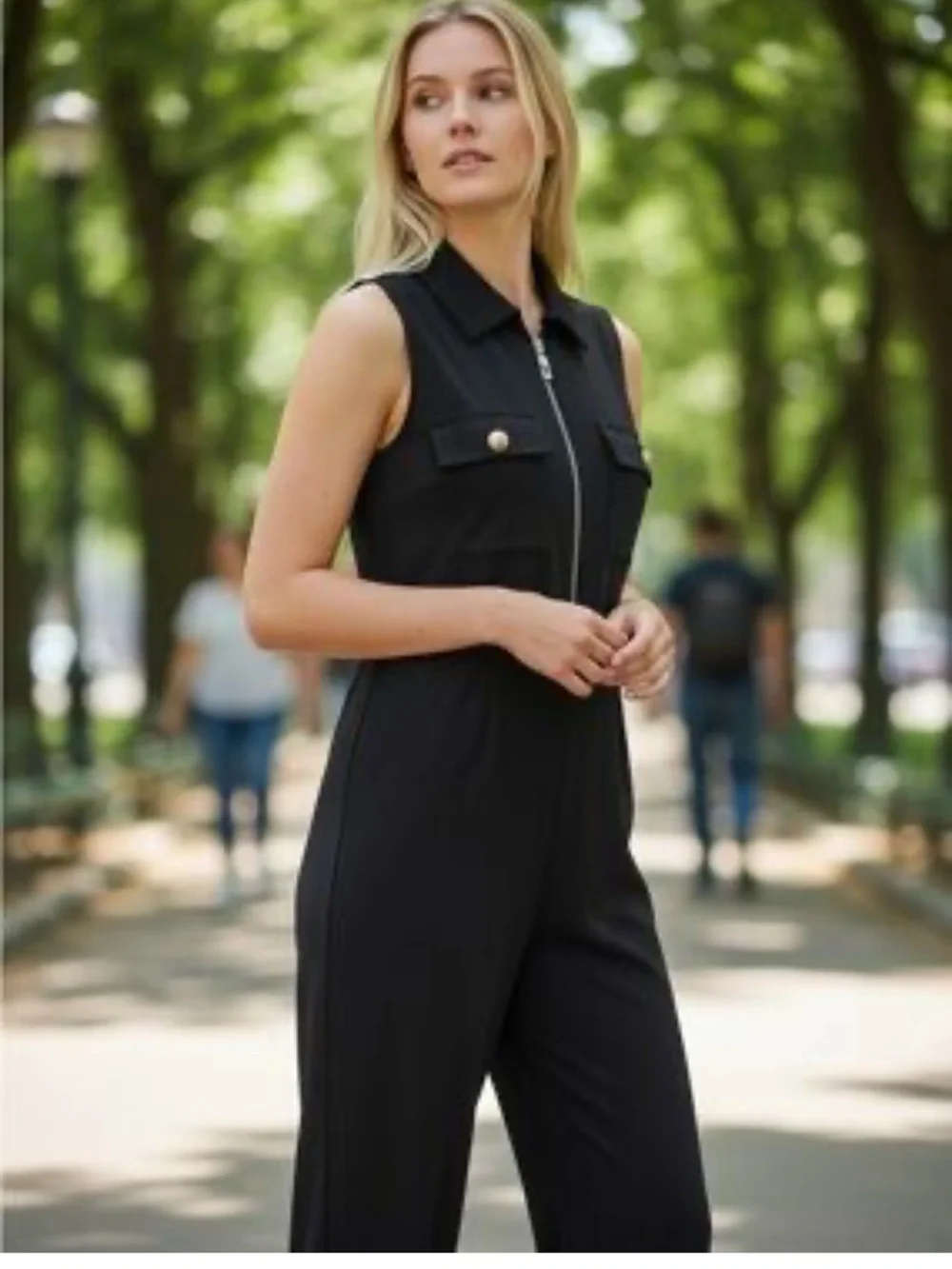 Michael Kors Black Gold Sleeveless Crop Jumpsuit